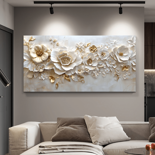 1pc Large Modern Abstract Beige Flowers Wall Canvas Art Print, Nordic Minimalist Floral Texture Poster, Wall Decor For Living Room, Bedroom, Corridor, College Dorm Apartment Decor, Gifts For Wall Decoration In Hotel, Home, Living Room, Bedroom, Bathroom And Office Birthday Graduation