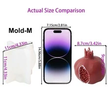 Molde de silicona con diseño artístico de granada agrietada de 3 tamaños, reutilizable para hacer velas aromáticas DIY y arte de yeso, regalos y decoración del hogar - Blanco - Ver 7