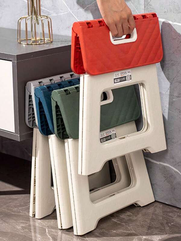 1 pieza Taburete plegable de plástico grueso, silla mini portátil para adultos para uso al aire libre, banco de pesca con asa