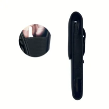 1 件黑色荔枝纹垂直手机腰包，男士手机腰包，通用智能手机腰包，带扣手机皮套 - 黑色 - 查看 2