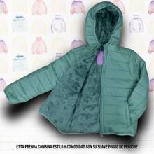 Chamara Capitonada para Niña, con capucha e interior afelpado, bolsillos laterales, temporada de lluvias, moda casual para niñas - Turquesa - Ver 4