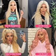 13x6 HD Lace Frontal Human Hair Wig Blonde Hair 200 Density, 613 Lace Front Wigs Human Hair, Pre Plucked Bleached Knots With Baby Hair Natural Hairline Body Wave 613 Lace Front Wig Human Hair