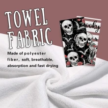 Halloween Gothic Skull Kitchen Dish Towels Set Of 2/4/6/48, Spooky Black Pumpkin Rose Flower Drying Hand Towels Baking Cooking Cloth, Stripes Spider Web Bat Holiday Home Kitchen Decoration