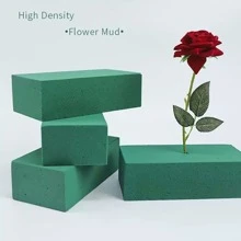 12 件/6 件绿色花卉泡沫块，适用于鲜花和丝绸花 - 非常适合布置、种植和 DIY 工艺材料