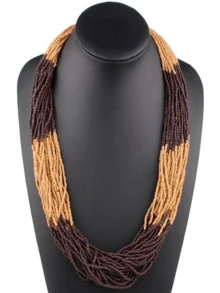 Vòng cổ hạt gạo thủy tinh thủ công Boho nhiều lớp phân đoạn màu tương phản Thiết kế vòng cổ hạt sang trọng nhẹ nhàng cho bữa tiệc Trang sức ngày lễ Quà tặng ngày lễ cho bạn bè - vòng cổ - Xem 3