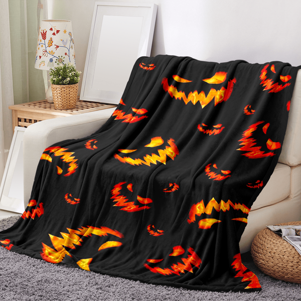 1 pièce Couverture de lancer Halloween, design à visage de citrouille d'horreur, meilleure couverture de décoration Halloween, douce et moelleuse pour le canapé ou le lit, couverture en flanelle de luxe