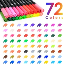 Plumones Doble Punta Pincel De 72 Colores, Plumones Para Colorear No Tóxicos, Ideales Para Niños Y Adultos, Marcadores Como Regalo Para Colorear Libros, Caligrafía, Lettering Y Cómics (negro, 72) - Negro - Ver 6