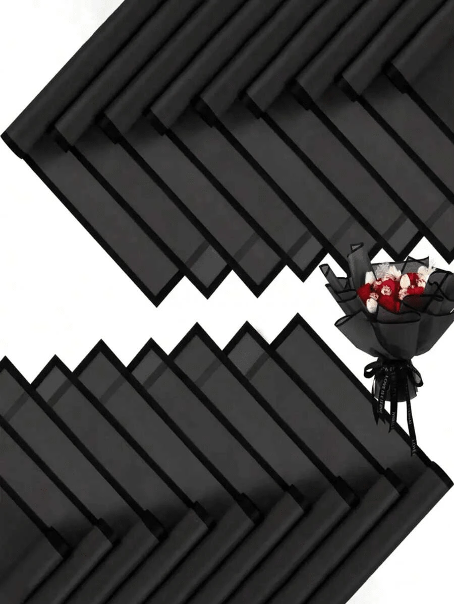 20 piezas papel de envolver flores estilo coreano materiales de decoración para manualidades y regalos 23x23 pulgadas papel seda rosa multicolor suministros floristería envoltura Día San Valentín cumpleaños Pascua Navidad Christmas navideño ideas creativas decoración fiestas envoltorio regalos navideños - Negro - Ver 1