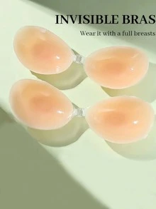 1pc Women's Silicone Push-Up Bra Pads - Invisible Seamless Wireless Lift, PVC-Free Adhesive Cups, Hand Washable Transparent Breast Enhancer Pads For Bras (Elegant Design) - Multicolor - View 3
