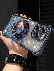 奢华电镀透明手机壳,带指环支架和磁吸支架,防震,镶钻闪亮,Y2K风格,时尚硅胶软壳保护套,兼容 16/16E/15/14/13/12/11/X/XS/XR/8/7 Plus/Pro/Max/Mini、Galaxy S24/S25 Ultra、小米Redmi、荣耀、OPPO Reno、MOTO Infinix Women 2025等机型。 - 藍色 - 查看 4