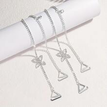 2 piezas Cadenas corporales elegantes y sencillas con mariposa, tirantes invisibles de moda y sexy, accesorios de cadena de hombro ajustable con cristales