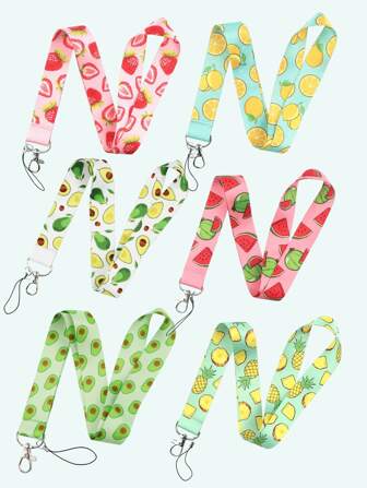 1pc Summer Style Hawaiian Fruits / Beach Party / Strawberry / Pineapple / Avocado / Lemon / Watermelon Patterns Design Lanyard Id Card For Medical Staff/Students/Women, Keychain & Neck Strap, All-Season Daily Use Gift School Fruit Car Accessories Cute Goth Y2k Bag Accessories Lanyards With Id Holder Car Accessories Bag Charms Christmas Car Teacher Friend Sister Gift Ideas