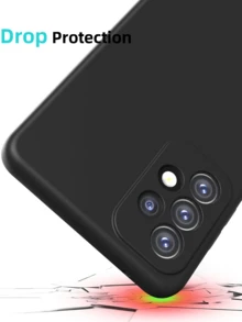 2 件适用于 Galaxy 手机壳，时尚纤薄液态硅胶全身保护套适用于 Galaxy 手机壳，黑色手机壳防指纹保护保险杠磨砂盖（黑色）