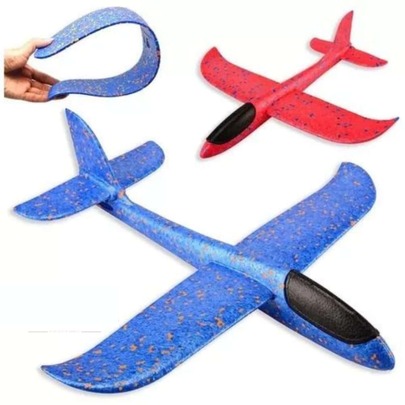 Avião infantil planador manual aeromodelo led bumerangue isopor flexivel