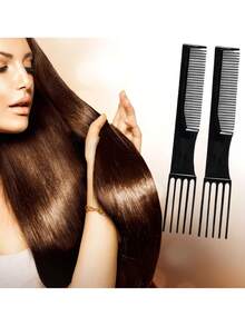 黑色沙龙造型梳 10支装碳纤维卷翘梳 手工挑染发梳 碳纤维分叉梳 造型梳 女士发梳