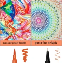 Plumones Doble Punta Pincel De 72 Colores, Plumones Para Colorear No Tóxicos, Ideales Para Niños Y Adultos, Marcadores Como Regalo Para Colorear Libros, Caligrafía, Lettering Y Cómics (negro, 72) - Negro - Ver 4