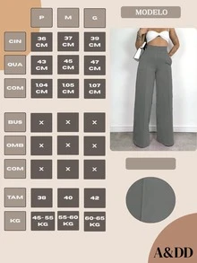 Women's Tailored Pants, High Waist, Wide Leg, Sophisticated, Blogger, Elegant, Modern, National Shipping SHEIN 11.11 ADD MODA FEMININA EIRELI - 燧石 - 查看 4