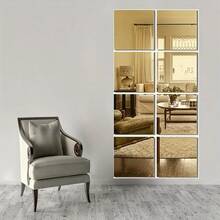 2/4/8/10pcs Combinable Wall Mirrors, Full Length Mirrors Suitable For Bedroom, Home Gym, Bathroom, Restroom - Gold - View 2