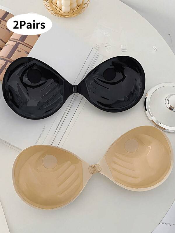 Sutiã push-up viscoso com 3 cm de espessura, sutiã invisível para seios pequenos, vestido sem costas e sem alças, sutiã reutilizável para aumento dos seios