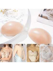 1pc Women's Silicone Push-Up Bra Pads - Invisible Seamless Wireless Lift, PVC-Free Adhesive Cups, Hand Washable Transparent Breast Enhancer Pads For Bras (Elegant Design) - Multicolor - View 7