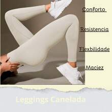 Plain Ribbed Leggings Polyamide Double Waist Textured Ribbed Leggings Evening Daily Birthday Party Sports & Fitness Airport Clothing Travel Formal & Evening Holiday - Màu be - Xem 6