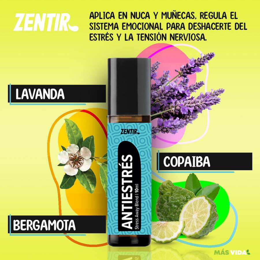 Roll On Marca Zentir Antiestrés 10ml Aromaterapia Esencial Relax Fragancia Natural Aplicador Práctico Bienestar Emocional Cosmético Belleza Sensorial Cuidado Personal