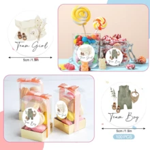 性别揭示纸质贴纸婴儿衣服贴花男孩或女孩自粘贴纸适用于婴儿洗澡卡派对用品 - 彩色 - 查看 10
