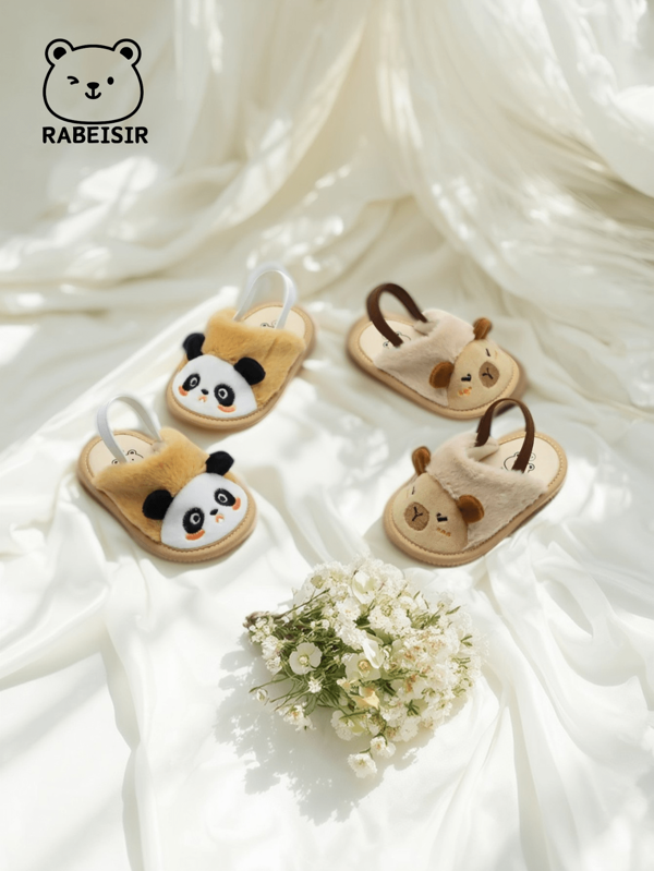 RABEISIR Pantoufles de maison pour bébé/tout-petit, chaussons pour bébé avec motif animal mignon, convient pour les rassemblements et les vacances, peut être porté toute l'année