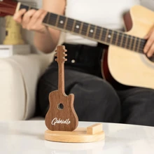 Custom Wooden Guitar Art Ornament, Cell Phone Holder, Engraved Name Desktop Decoration Birthday Gift For Guitar Lover, Stylish, Modern, Customized, Personalized, Unique For Him, Her, Boyfriend, Girlfriend, Dad, Mom, Family, Friends, Anniversary, Valentine's Day, Mother's Day, Homecoming, Christmas, Halloween, Ramadan, Birthday, Father's Day