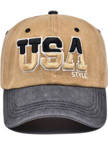 1 sztuka litery USA kontrastowa trójwymiarowa haftowana czapka baseballowa, haft literowy STYL, czapki unisex, modny swobodny kontrastowy wzór przeszyć kapelusz przeciwsłoneczny (litera A ma mały szczegół wzoru gwiazdy, do wyboru jest 6 kolorów)