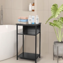 A Three-Layer Iron Frame Narrow-Edge Table With Storage Shelves, Bedroom Bedside Table, 73.5*39*29cm, 50kg Load-Bearing Capacity, Local Inventory For Shipment, Ultra-Thin Edge Table, Small In Size But Large In Capacity, Suitable For Living Room, Bedroom, Study, Kitchen And Balcony, A Great Summer Gift - Black - View 6