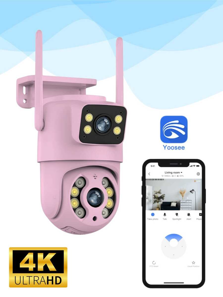 YOOSEE IP66 Wi-Fi Security Camera With Dual Lens And 360° View By Motion Detection. - 玫瑰 - 查看 1
