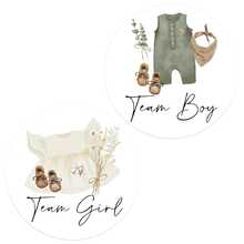 性别揭示纸质贴纸婴儿衣服贴花男孩或女孩自粘贴纸适用于婴儿洗澡卡派对用品 - 彩色 - 查看 2