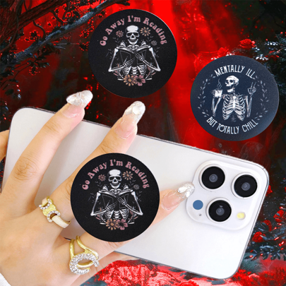 1 Stück Halloween Skelett Handyhalterung, verstellbar & drehbar ABS ausziehbarer universeller Smartphone-Halter - einzigartiges Skelett-Design, einfache Bedienung & sichere Installation kompatibel, Handyzubehör kompatibel mit iPhone, Android-Handy, Geschenk zum Geburtstag, für Familie, Freunde Push-Pull Handyhalterung