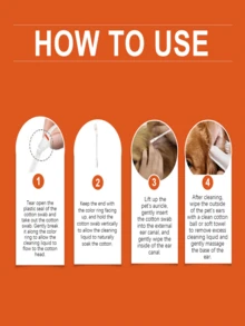 Bețișoare de curățare a urechilor pentru animale de companie, îndepărtarea delicată a cerii din urechi și a mirosurilor de la pernuțe de labă pentru pisici și câini