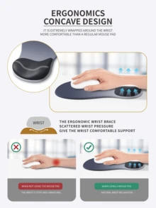 1 Silicone Ergonomic Wrist Pad, A Mouse Pad That Naturally Fits The Wrist, Relieves Hand Pain, Suitable For Laptops/Computers, With A Gradient Minimalist Design And A Thick Mouse Pad With A Silicone Anti Slip Base