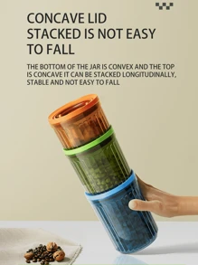 1pc Large Capacity Sealed Can Set, With Pull Ring Moisture-Proof Coffee, Tea, And Miscellaneous Grain Storage Tank | Multifunctional Storage Container For Household Kitchen | Fresh-Keeping, Insect Proof, And Mold Proof | Transparent And Visible Stacking Design | Suitable For Coffee Beans/Tea/Miscellaneous Grains/Dry Goods/Noodles | Essential For Home Office Camping