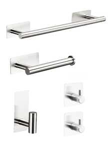 1 pieza Toallero autoadhesivo, Barra de toallas de acero inoxidable, Estante colgante de pared, Toallero resistente a la oxidación, Accesorios de baño