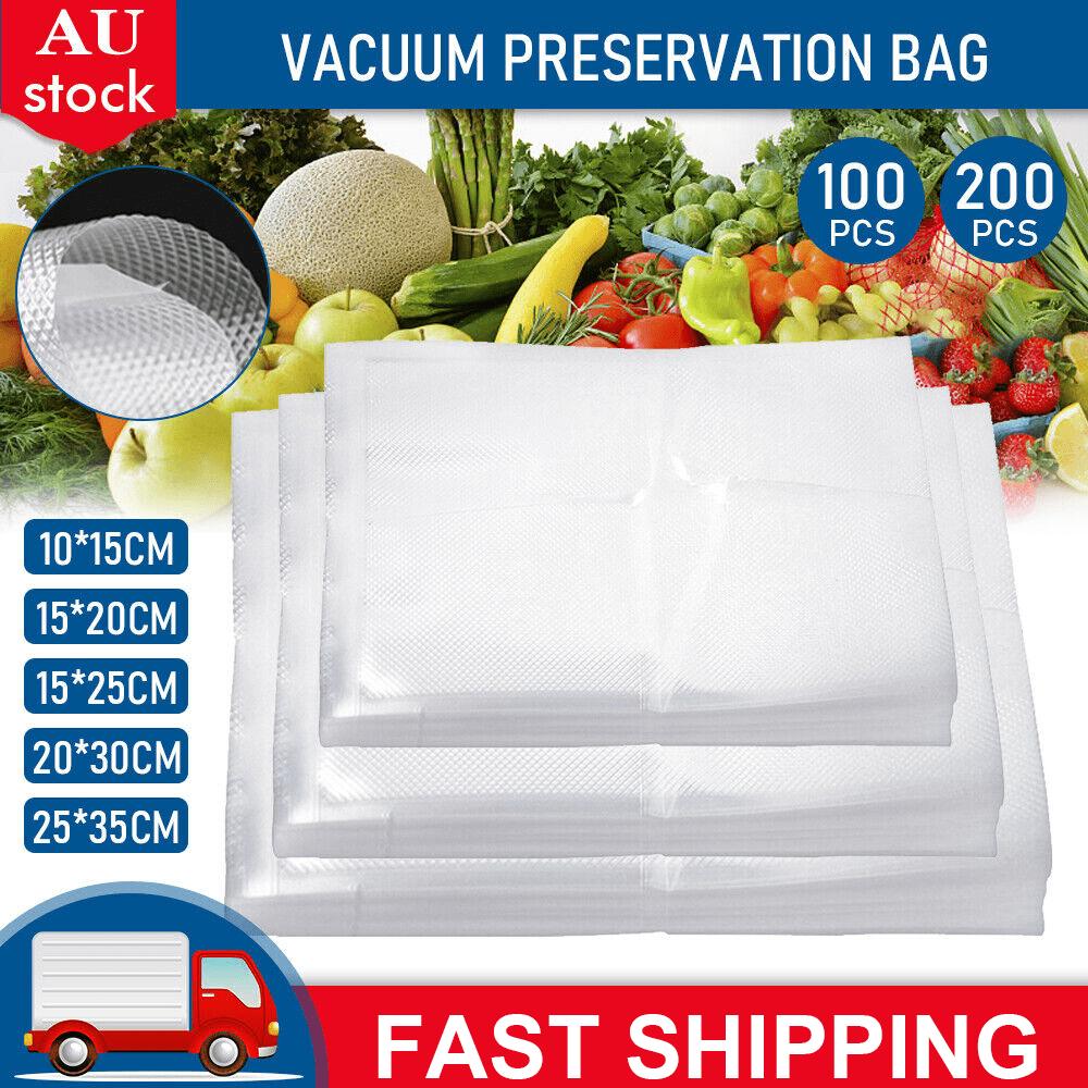 100pcs Vacuum Sealer Bags Precut Food Storage Saver Heat Seal Cryovac 10*15m, 15*20cm, 15*25cm, 20*30cm, 25*35cm, 28*40cm 6 Sizes