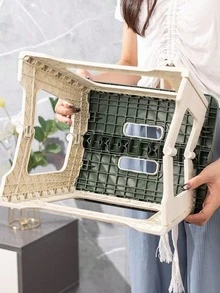 1pc Thick Plastic Foldable Stool, Portable Mini Outdoor Adult Chair, Fishing Bench With Handle - Multicolor - View 6