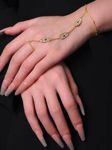 1 Stück Edelstahl Klee Armreif mit Strass für Frauen, Luxus Modeschmuck geeignet für Bankette, Dates, Partys, täglichen Gebrauch