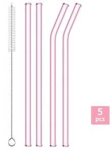 14 Packs Reusable Glass Straws Set - 6 Straight & 6 Bent Drinking Straws With 2 Cleaning Brushes - Shatter-Resistant Glass Straws For Cocktails, Smoothies, Juice, Milkshakes, Iced Coffee, Boba Tea, Soda, Lemonade, Protein Shakes, Cold Drinks, Adults - Perfect For Home, Office, Party, Travel, Restaurant, School, Camping, Dishwasher Friendly, 8.5''/20cm Long-Lasting - Clear - View 21