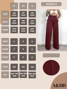Women's Skinny Pants, High Waist, Wide Leg, Sophisticated, Blogger, Elegant - 酒紅色 - 查看 9