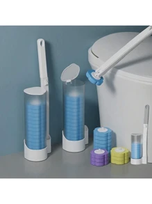 1set Disposable Toilet Brush Set With Only 18 Disposable Toilet Brush Heads Refills, Toilet Bowl Cleaning Brush, Self-Contained Detergent Head Brush, Bathroom Cleaning Brush, No Dead Corner, Cleaning Supplies, Cleaning Tool, Back To School Supplie