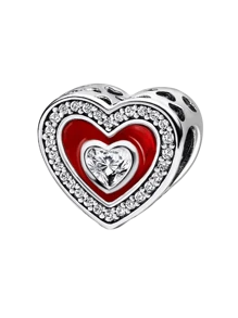 1pc Red Zirconia Double Hoop Bead Pendant, Suitable For DIY Bracelets And Women Jewelry - Silver - View 13