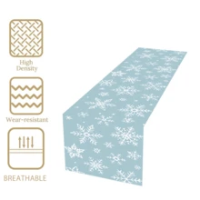 1pc/270pcs Christmas Table Runner, Blue Background With Snowflake Design Elements, Polyester Material, 30x180cm, Winter Christmas Home Party Gathering, Restaurant Living Room Table Centerpiece Decor, Indoor Outdoor Dining Table Center Decor, Room Decor, Home Decor, Kitchen, Decorative Style, Kitchen Decor, Room Decor Items, Christmas Decoration, Living Room Decor - Blue Snowflakes - View 4