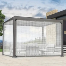 防水防风重型透明乙烯基篷布 - 非常适合温室、花园、露台、凉亭和露营车 - 实用挂钩