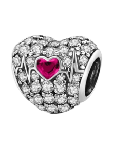 1pc Red Zirconia Double Hoop Bead Pendant, Suitable For DIY Bracelets And Women Jewelry - Silver - View 6