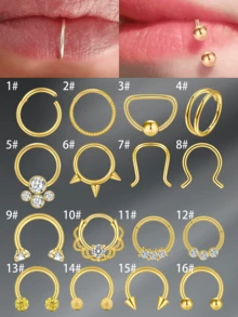 CIZME 1/16PCS Septum Rings 16G Hypoallergenic Surgical Steel Hinged Clicker Nose Rings Hoops For Women Men Cute CZ Horseshoe Lip Helix Tragus Daith Cartilage Piercing Jewelry 8MM - Silver - View 7