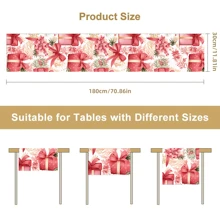 1pc/270pcs Christmas Table Runner, Pink Gift Box Berry Design, Polyester Material, 30x180cm, Winter Christmas Home Party Gathering, Restaurant Living Room Table Center Decor, Indoor Outdoor Dining Table Center Decor, Room Decor, Home Decor, Kitchen, Decorative Style, Kitchen Decor, Room Decor, Christmas Decor, Living Room Decor